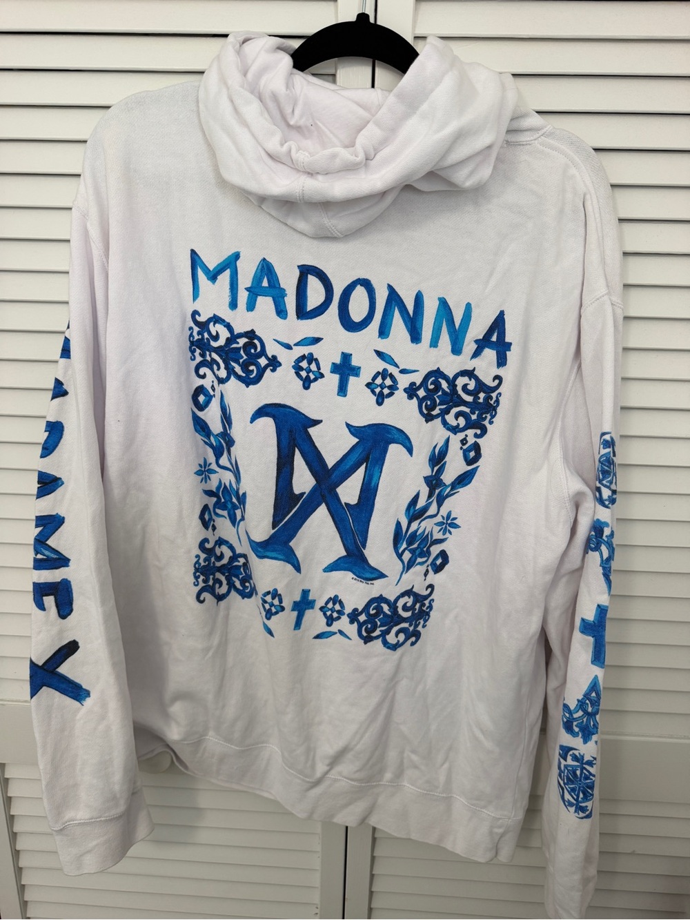 Madonna Official Madame X Tour White Zip-Up Hoodie with Blue Graphics Size 2XL